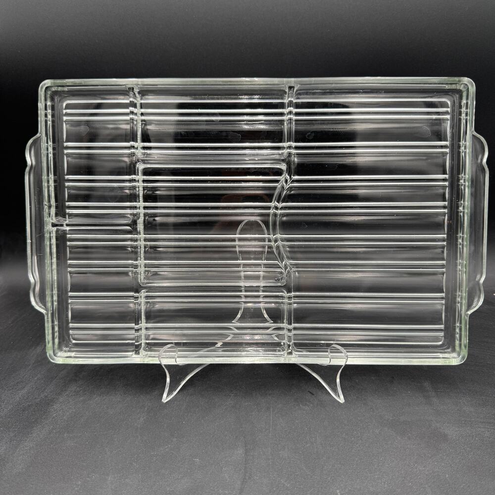Vintage Sunbeam Glass Divided Hostess Tray Charcutterie Hors De Vours 16"